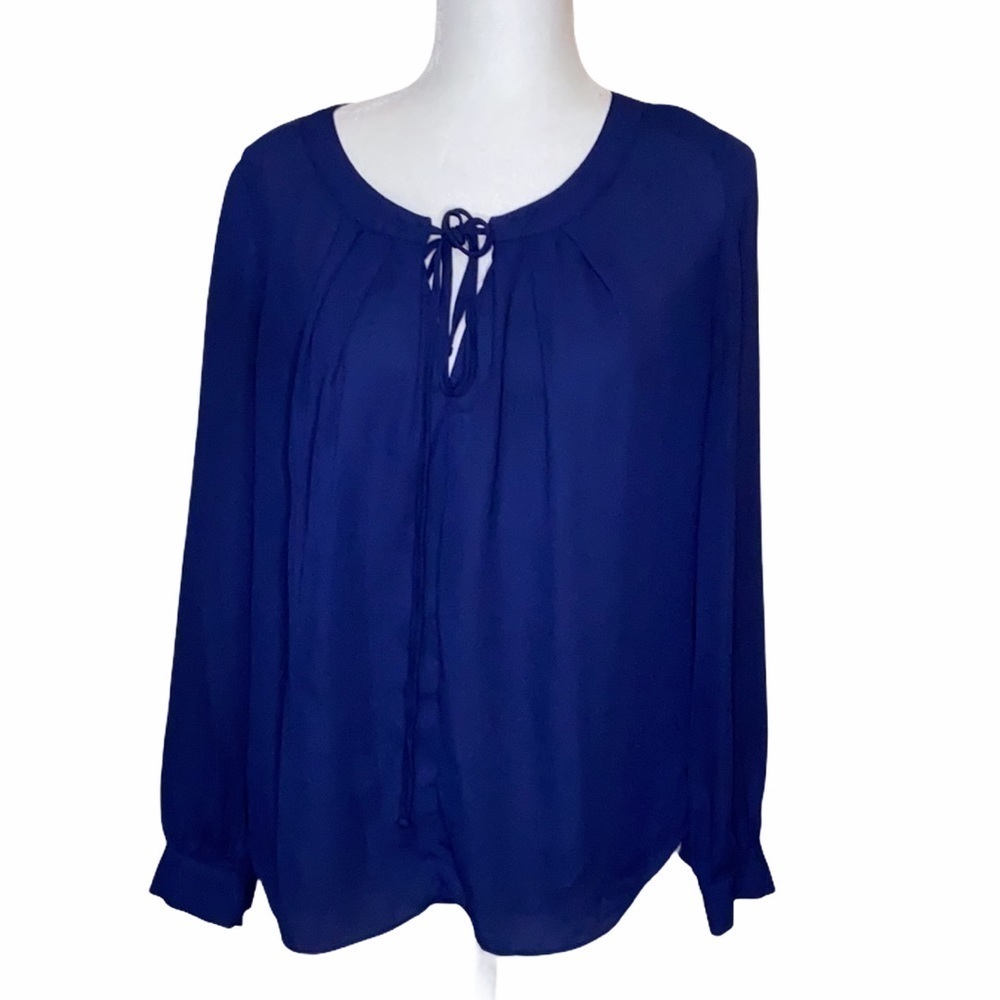 Daniel Rainn long sleeve crew tie neck Blouse